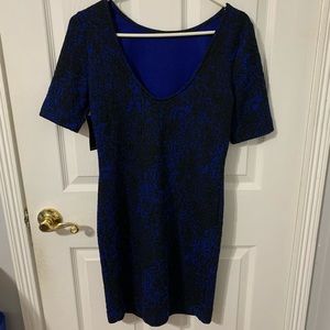 Short Sleeve Blue/Black Body Con Dress